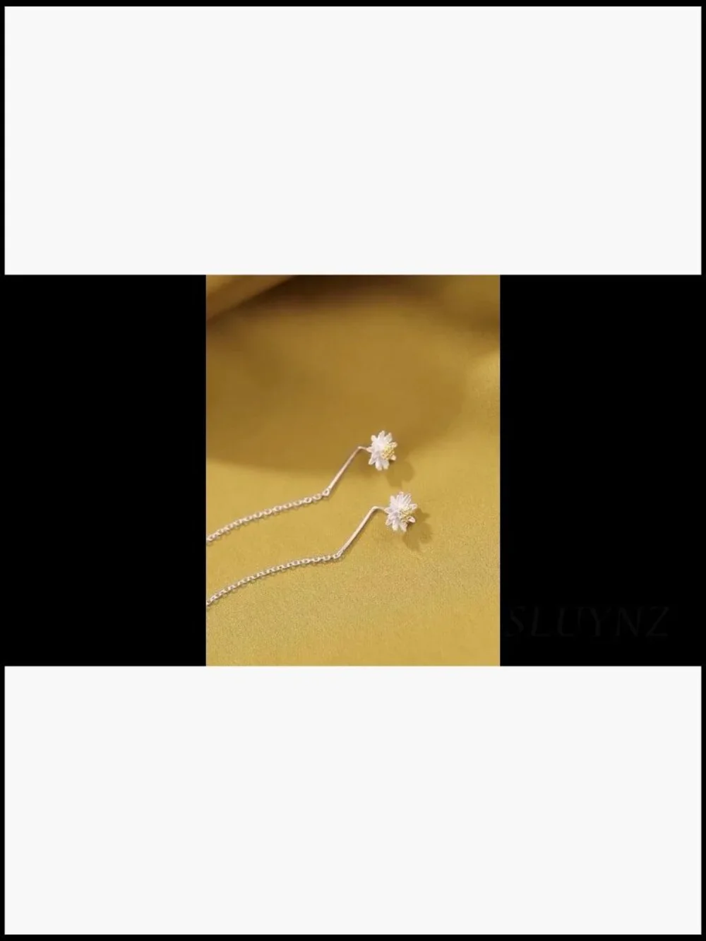 925 Sterling Silver Daisy Flower Earrings Dangle Chain Threader Tassel
